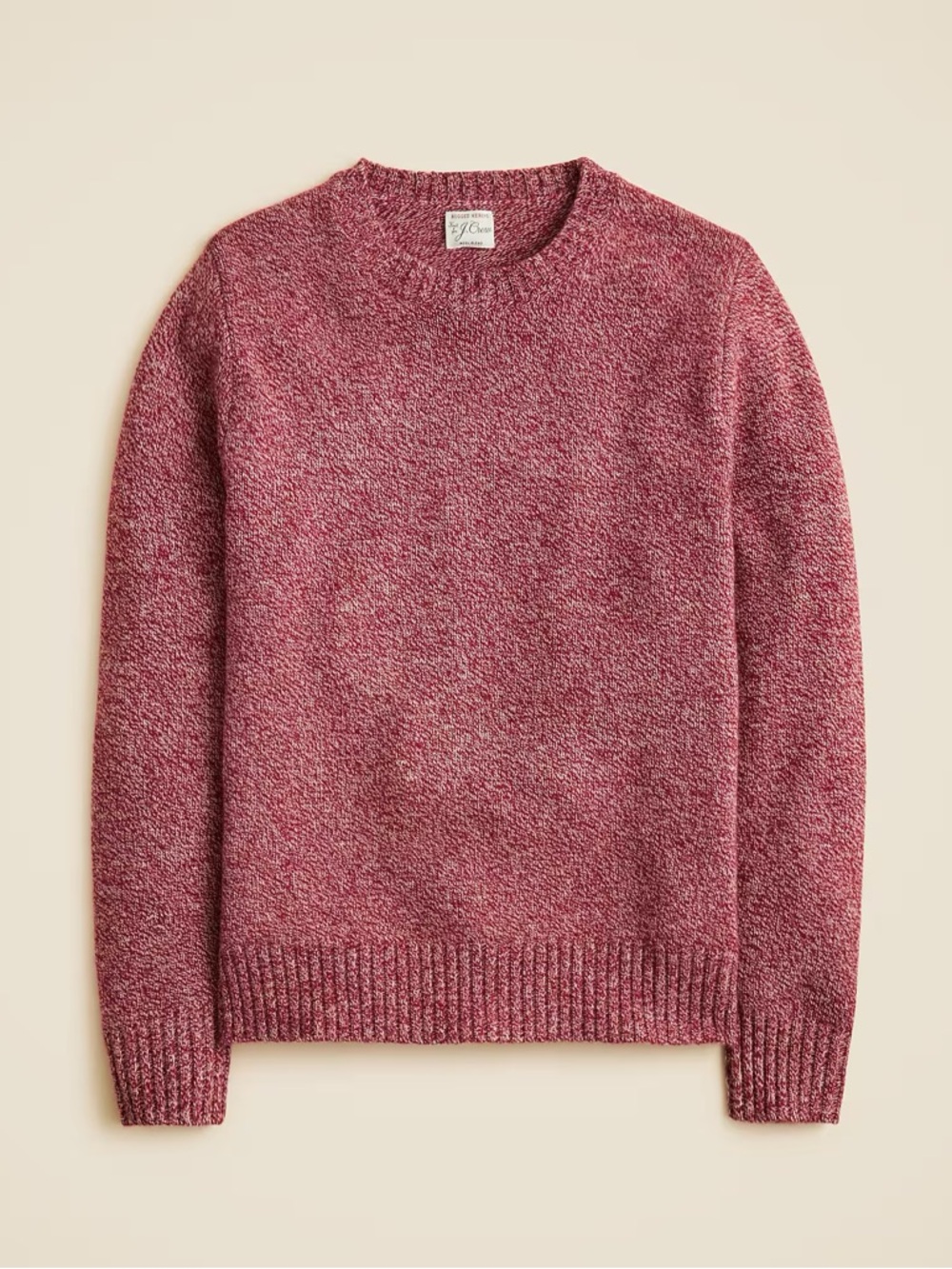 J Crew Rugged Merino Wool-Blend Marled Sweater Red XL Extra Large Cree Neck